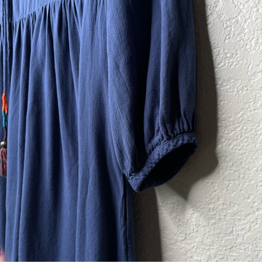 Holding Horses Anthropologie Blue Pink Dip Dye Ombré Tassel Peasant Dress - Picture 8 of 13